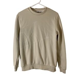 Calvin Klein Womens Beige White Crew Neck Sweater Size S
